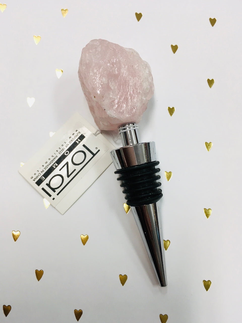 pink geode on wine stopper