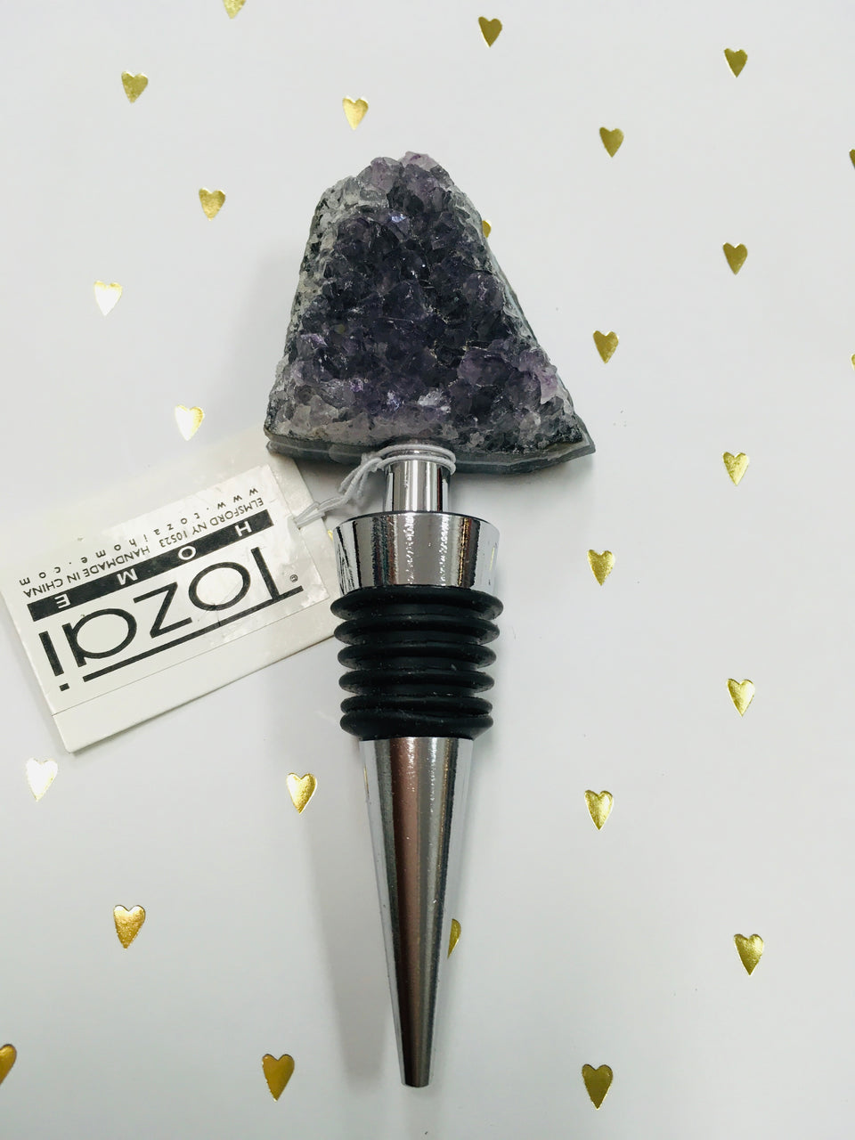 black geode wine bottle stopper