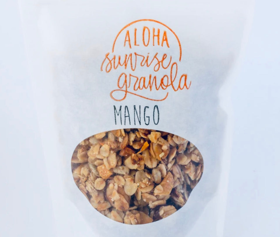 close up of mango granola