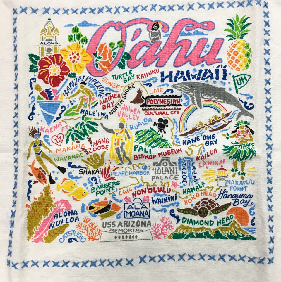 Close up  of Oahu Dish towel 