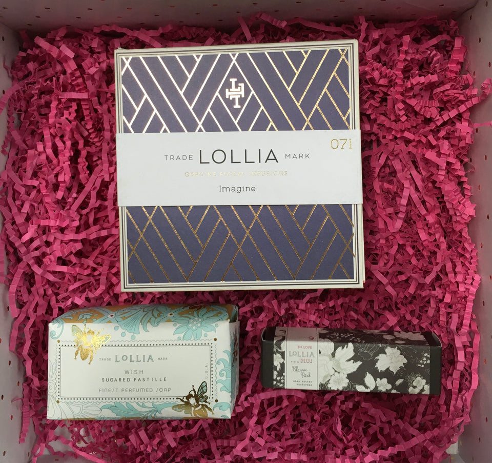 Box of lollia cream and soap and lotion