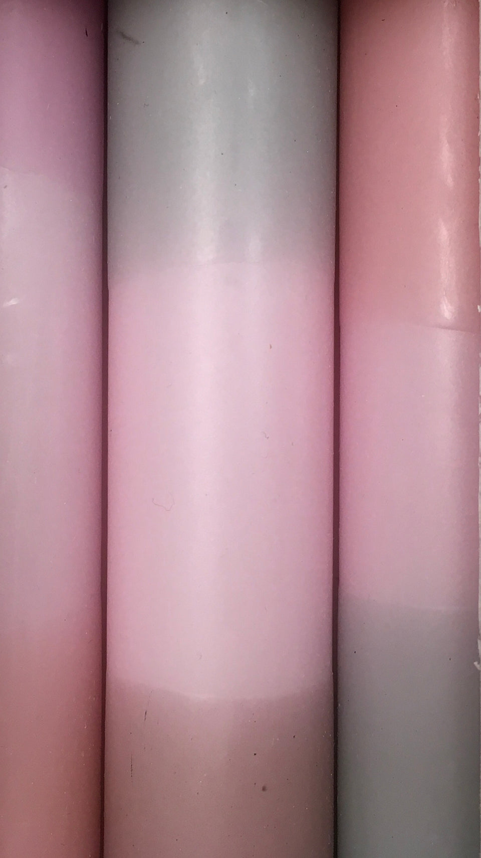 mostly pink shaded rainbow candles